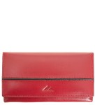 P401 Duży skórzany damski portfel El Forrest RFID czerwono czarny 2