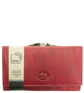 P446 Duży portfel damski El Forrest z biglem RFID czerwony 2