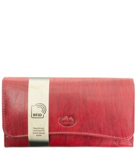 P456 Duży portfel damski El Forrest skórzany zamek czerwony 