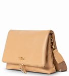 H171 NOBO torebka miękka listonoszka dwukomorowa szeroki pasek beż