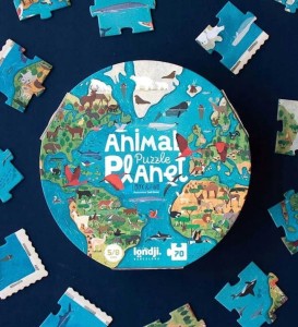 AB70 Puzzle Londji Animal Planet 70 szt. okrągłe ozdobne pudełko
