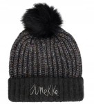 A474 Czarna czapka damska z pomponem z jesienno-zimowej kolekcji Anekke czarna
