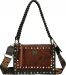 D05 torebka EGO Totemic listonoszka 3w1 grunge punk ćwieki szeroki pasek Dark Brown