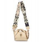 D08 mała torebka EGO Nira listonoszka ze zwiniętą rączka i szerokim paskiem Beige