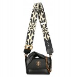 D08 mała torebka EGO Nira listonoszka ze zwiniętą rączka i szerokim paskiem Black