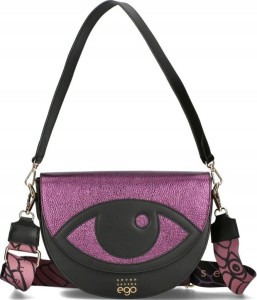 D30 Ego Seven Senses torebka listonoszka skórzana 2 paski półksiężyc klapką  Purple