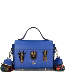 D28 Ego Azteca torebka listonoszka skórzana 2 paski kuferek z klapką blue