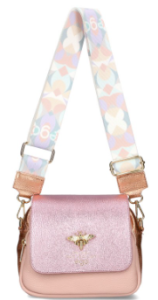 D16 torebka EGO perłowa skórzana listonoszka z pszczółką klapką 2 paskami  wz.06