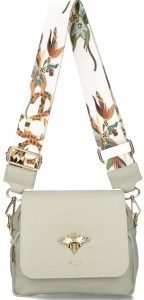 D44 listonoszka zamszowa z klapką 2 wymienne pasy Ego Insecta z pszczółką wz.04