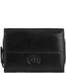 P411 Mały portfel damski El Forrest zamek rfid czarny z nieb. nitką