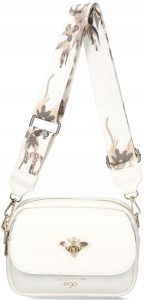 D74 torebka EGO skórzana listonoszka z pszczółką klapką 2 paskami wz.03