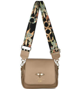 D44 listonoszka zamszowa z klapką 2 wymienne pasy Ego Insecta z pszczółką wz.14