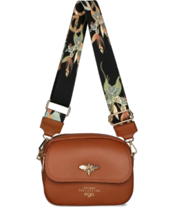 D68 torebka EGO skórzana listonoszka z pszczółką klapką 2 paskami wz.13