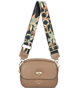 D68 torebka EGO skórzana listonoszka z pszczółką klapką 2 paskami wz.14