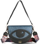 D30 Ego Seven Senses torebka listonoszka skórzana 2 paski półksiężyc klapką  Navy