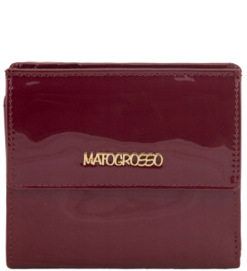 P471 Mały portfel ElForrest zatrzask Mato Grosso lakierowany gładki bordowy