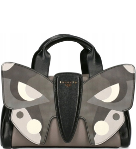 D99 Ego dwukomorowa dwustronna torebka listonoszka kuferek z motylem pasem