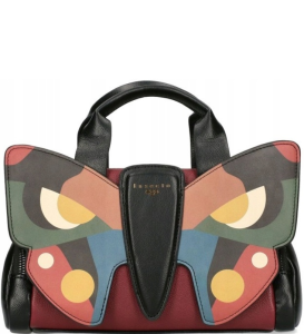 D99 Ego dwukomorowa dwustronna torebka listonoszka kuferek z motylem pasem