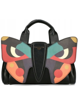 D99 Ego dwukomorowa dwustronna torebka listonoszka kuferek z motylem pasem