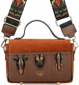 D28 Ego Azteca torebka listonoszka skórzana 2 paski kuferek klapką ćwiekami