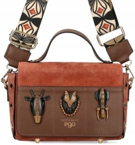 D28 Ego Azteca torebka listonoszka skórzana 2 paski kuferek klapką ćwiekami