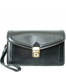 S20 Włoska czarna skórzana SASZETKA ze skóry naturalnej SKÓRA bydlęca