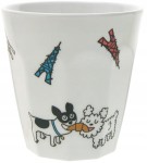 AL38 Kubkek z melaminy Buldog pies w Paryżu 220ml Petit Jour Paris