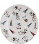 AL02 Talerz, talerzyk z melaminy buldog pies w Paryżu Petit Jour Paris