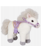 S01 Koń Grace biały konik pluszowy bezpieczny atest CE kantar siodło
