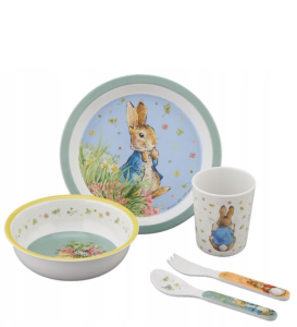 AL10 Zestaw naczyń z melaminy Królik Piotruś PETIT JOUR PARIS 5el komplet