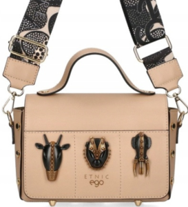 D28 Ego Azteca torebka listonoszka skórzana 2 paski kuferek klapką ćwiekami