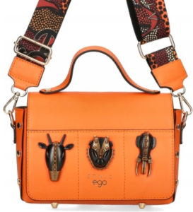 D28 Ego Azteca torebka listonoszka skórzana 2 paski kuferek klapką ćwiekami