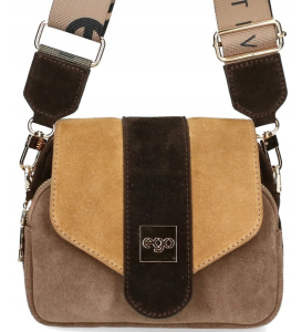 D63 torebka EGO creativity skórzana zamszowa listonoszka z klapką 2 paskami