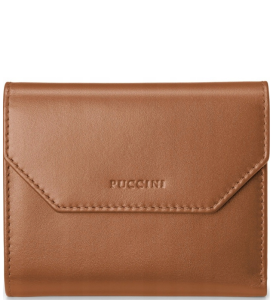 PU40 portfel damski Puccini skórzany w pudełku kolekcja Vulcano camel