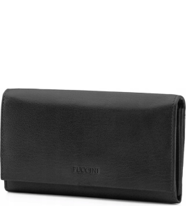 PU54 portfel PUCCINI skórzany duży z klapką na zamek zatrzask