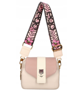 D120 torebka EGO skóra naturalna listonoszka 2klapkami 2paskami flower wild