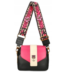 D120 torebka EGO skóra naturalna listonoszka 2klapkami 2paskami flower wild