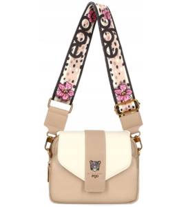 D120 torebka EGO skóra naturalna listonoszka 2klapkami 2paskami flower wild