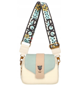 D120 torebka EGO skóra naturalna listonoszka 2klapkami 2paskami flower wild