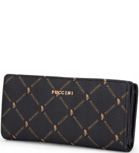 PU51 damski portfel Puccini Monogram duży wachlarzowy poziomy syntetyk