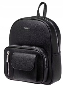 PUCCINI Plecak Damski Czarny Ekoskóra Elegancki Miejski BML035P PU171