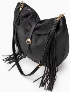 Torebka Shopper Duża Czarna PUCCINI Frędzle Na Ramię BK2261008D PU176